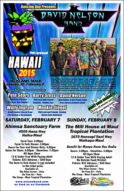 Maui Special Event: February 7, 2015 with the David Nelson Band