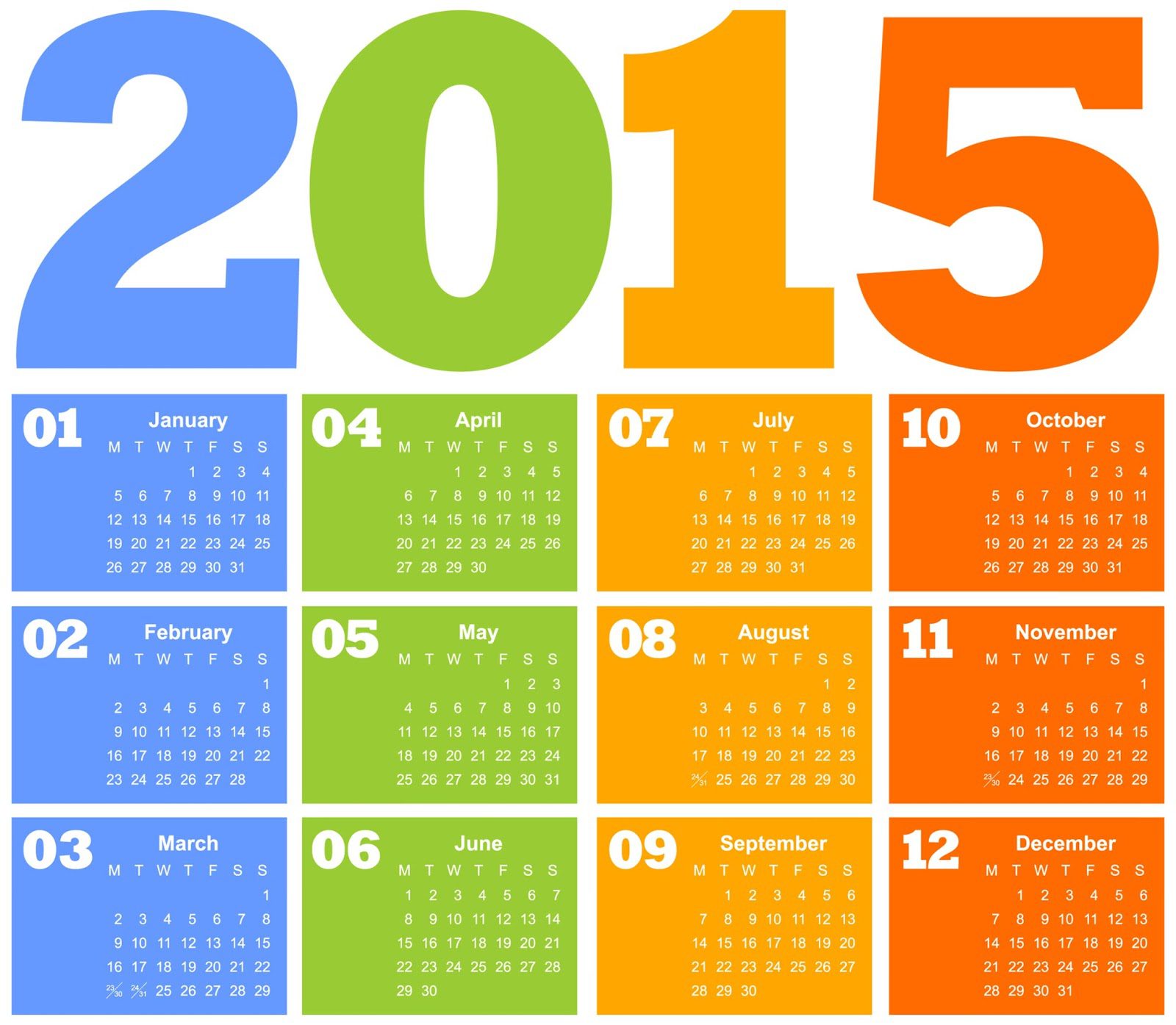 Event Calendar for 2015