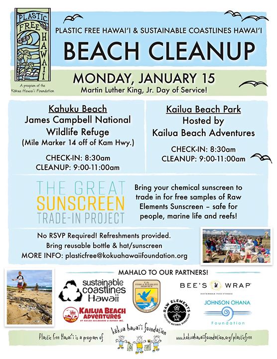 Beach Cleanup for Martin Luther King Jr Day of Service - Hawaii Eco Living